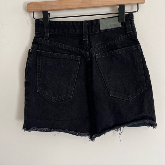 Carmar Women’s Denim Mini Skirt size 23 Black Neon Double Zip Fray Hem Grunge - Picture 9 of 12